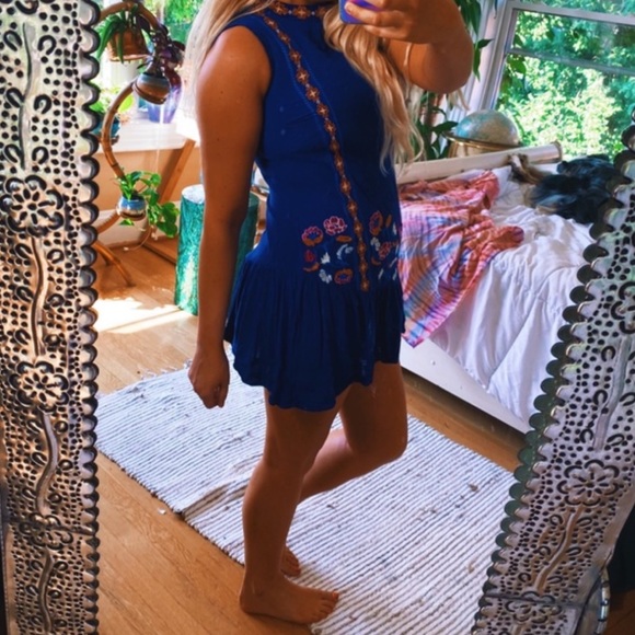 Dresses & Skirts - Blue Peplum Gypsy Boho Tribal Dress